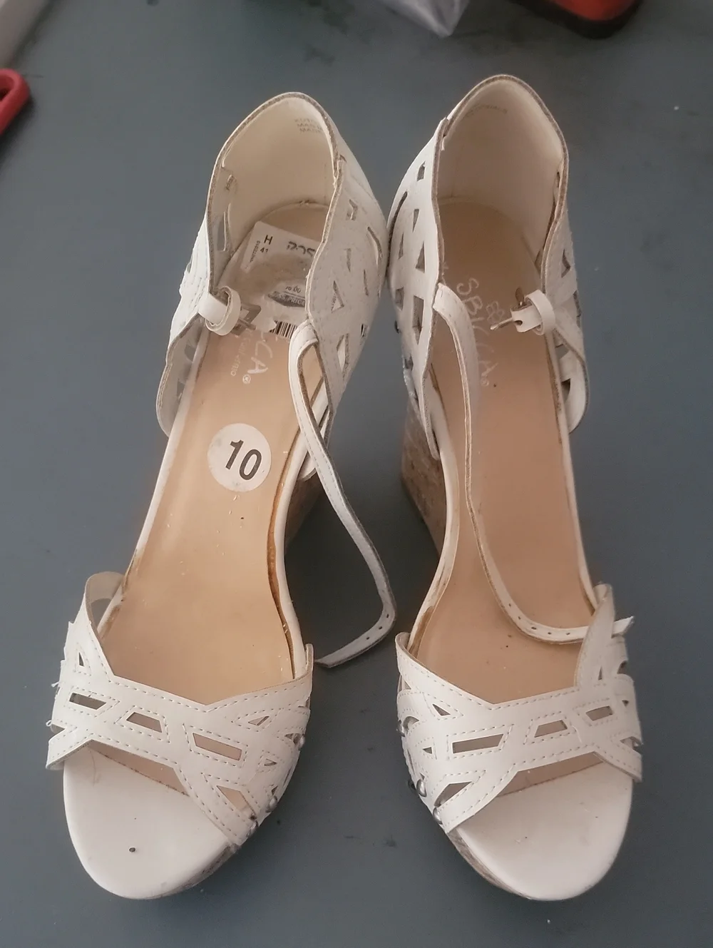 Women's White Cutout Wedge Sandals